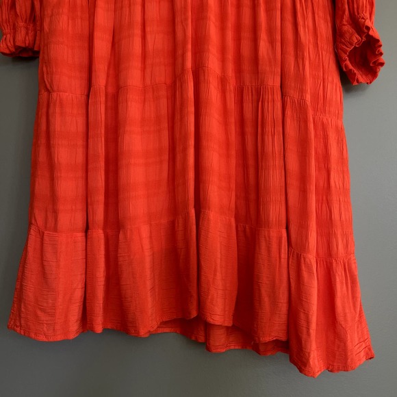 Anthropologie Amadi Rossi Dress Size Large Red Orange Ruffles Gauzy Lightweight - Picture 9 of 16